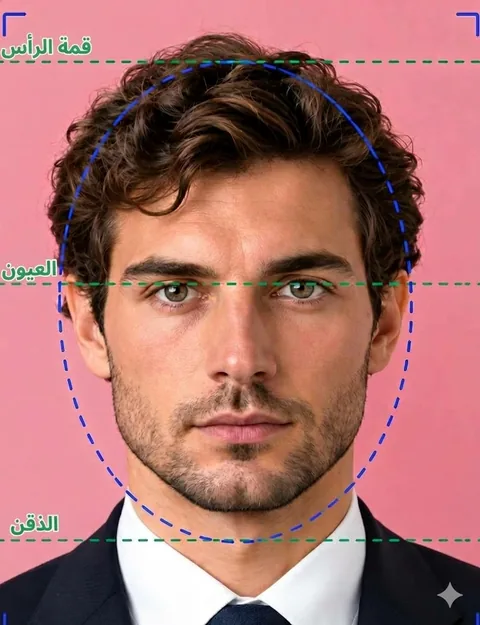 مخطط يوضح وضع الرأس داخل إطار الصورة